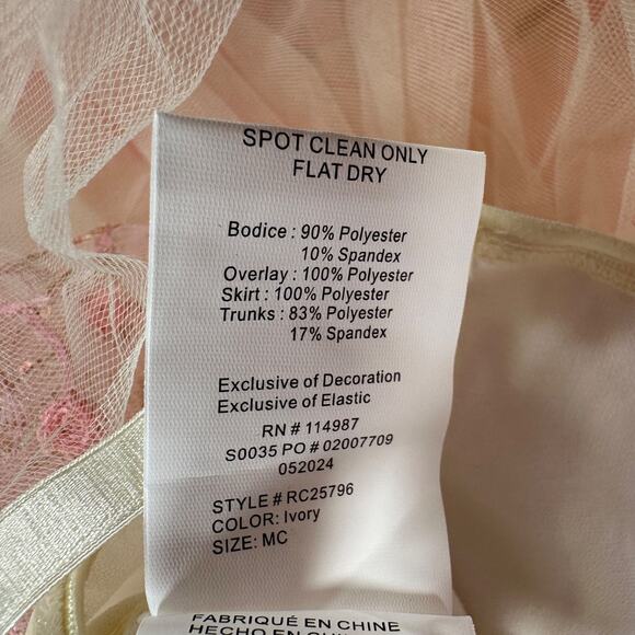 Revolution Dance Costume Tutu Size MC Style # RC25796 Beige Pink Embroidered - Picture 7 of 10